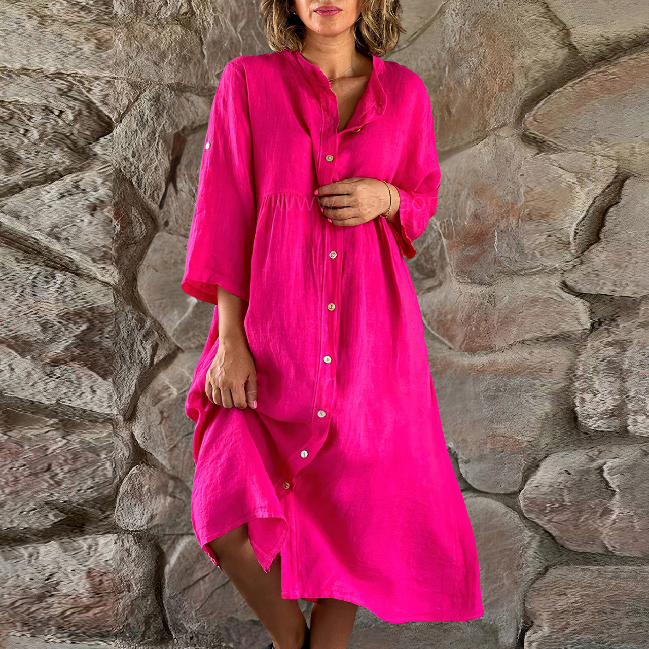 Oversized-Leinen-Sommerkleid für Damen