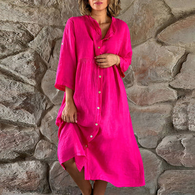 Oversized-Leinen-Sommerkleid für Damen