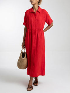 Jorisa - kurzärmeliges Midikleid in Rot