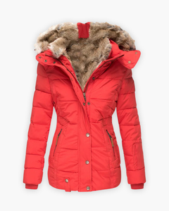 Friederike | Steppjacke mit Fellfutter in Rot