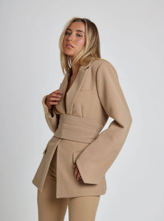 Renata | Eleganter Blazer mit Gürtel in Khaki
