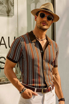 Oliver | Kontrastkragen Lässige Passform Poloshirt in Braun