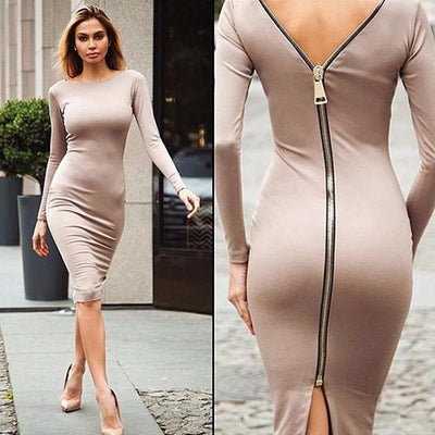 Rita - Langärmeliges Bleistiftkleid mit Rückenreißverschluss