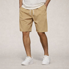 Robert | Elastischer Bund Helle Kordel Shorts in Khaki