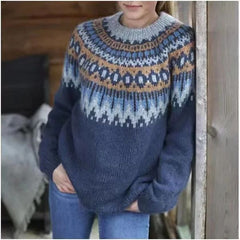 Ronja - Gemusterter Pullover - Winter-Pullover in Blau