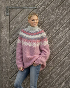 Ronja - Gemusterter Pullover - Winter-Pullover in Hellrosa