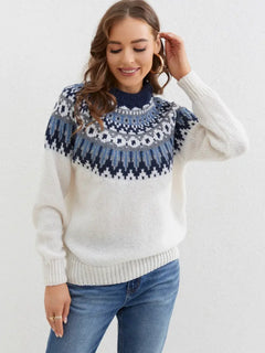 Ronja - Gemusterter Pullover - Winter-Pullover in Weiß