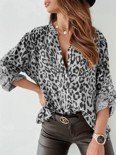 Rosalie - Trendige Bluse im Leo-Muster in Silber