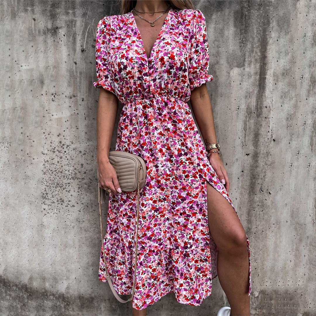 Waltraud - Lässig Geschlitztes Kleid