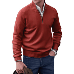 Tim | Hochkragen-Pullover mit Reißverschluss in Rot