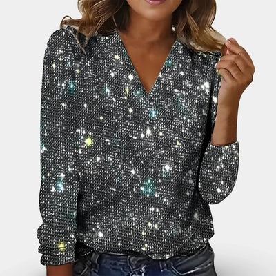 Roxy - Elegante Damen-Bluse mit V-Ausschnitt und Diamantmuster