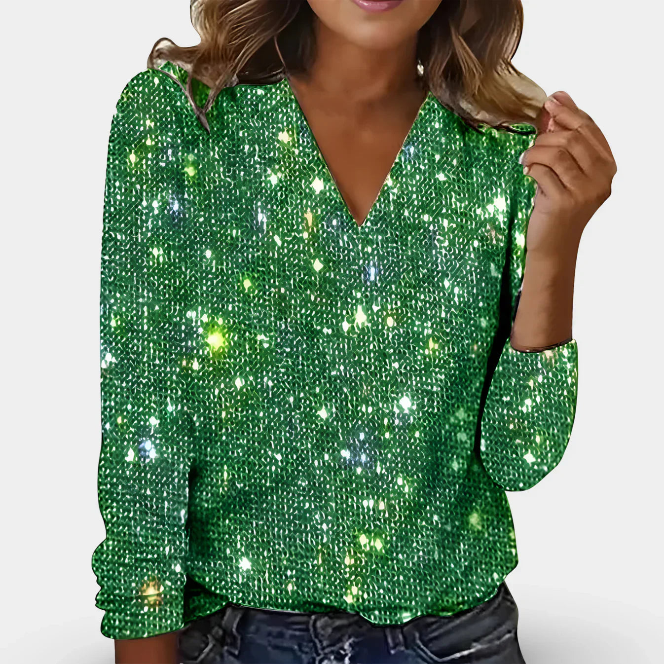 Roxy - Elegante Damen-Bluse mit V-Ausschnitt und Diamantmuster