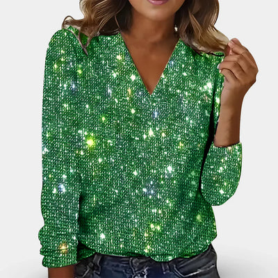 Roxy - Elegante Damen-Bluse mit V-Ausschnitt und Diamantmuster