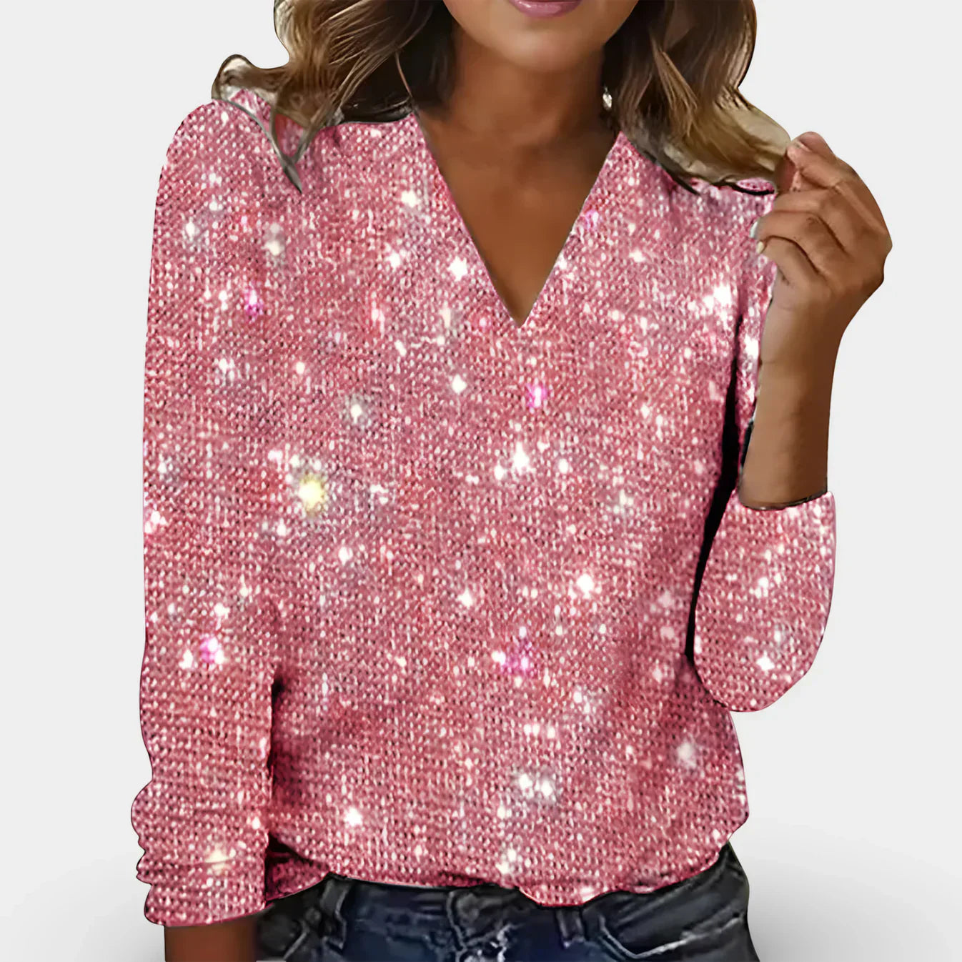 Roxy - Elegante Damen-Bluse mit V-Ausschnitt und Diamantmuster