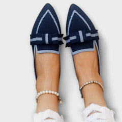 Flache Damenschuhe mit geknotetem Design in Königsblau