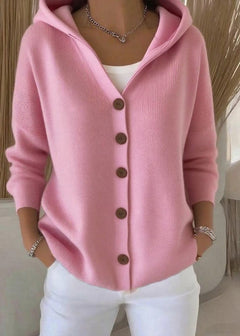 Isabel | Damen Casual Kapuze Strickjacke in Rosa