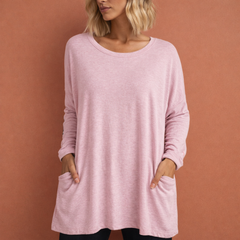 Oversized Tunika mit Taschen für Damen – bequeme lässige lange Bluse | Lieke in Rosa