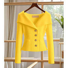 Barbora | Mühelos schicker Frühling- und Herbst-Cardigan in Gelb
