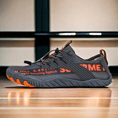 Jan | Leichte und rutschfeste Unisex Barfußschuhe in Grau / Orange