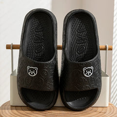 Damen Hausschuhe mit Cartoon-Bären-Design | Bequem in Schwarz