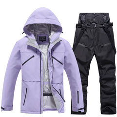 Unisex Winter Skianzug | Zweiteiliges Set in Lila / Schwarz