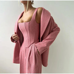 Adele™ | 3-teiliges Set (Korsett, Blazer und Hose) in Rosa