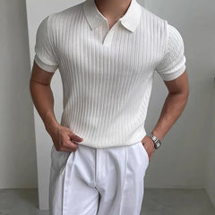 Da Vinci™ Polohemd Aus Leichtem Italienischem Stoff mit Minimalistischem Kragen / Komfortabel, Elegant Und Unübersehbar! in Weiß