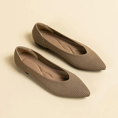Damen Casual Elastische Weiche Strick Flache Schuhe in Khaki