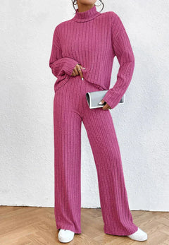 Helene - Strickhose - Rollkragenpullover in Hellrosa