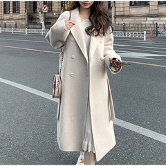 LORE™ | Langer Wollmantel in Beige