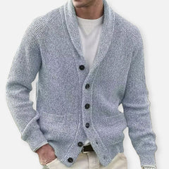 HUBERT - HANDGESTRICKTE STRICKJACKE in Himmelblau