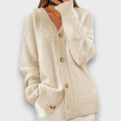 Erelia – Strickcardigan mit Knopfleiste in Beige