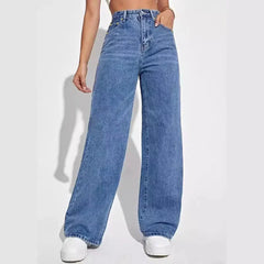 Damen Hohe Taille Baggy Jeans in Blau