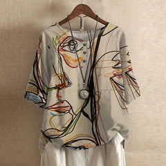 Lily | Laternenärmel Blumenmuster Bluse in Beige