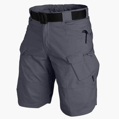 Outdoor-Shorts für Herren mit Multifunktionstaschen und Gürtel in Grau
