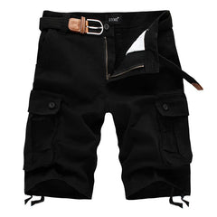 2025 Summer Men Shorts Fashion Plaid Beach Shorts Mens Casual Shorts Military Short Pants Male Bermuda Cargo Overalls No belt in JD01 Black