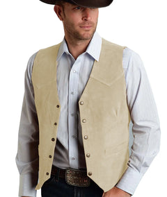 Herren Trachtenhemd | Geknöpftes Vest in Beige