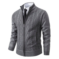 Elias | Zip-Up Vintage Cardigan in Hellgrau