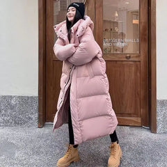 Sareena - Lange jacke - Stil mit Kapuze in Rosa