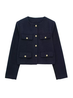 Elsie - Klassischer Tweed-Blazer - Herbstmode in Marineblau