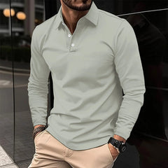 ROBERT - LÄSSIGES LANGARMPOLOSHIRT in Grau
