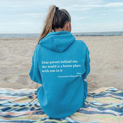 Übergroßer warmer Kapuzenpullover in Blau