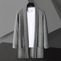 Hendrik | Herren Offene Wasserfall Front Strickjacke in Grau