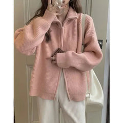 Halsey - Strickjacke mit Reißverschluss - Herbst-Outerwear in Rosa