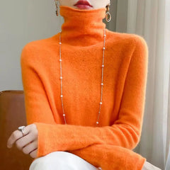 Warmer Rollkragenpullover für Frauen in Orange