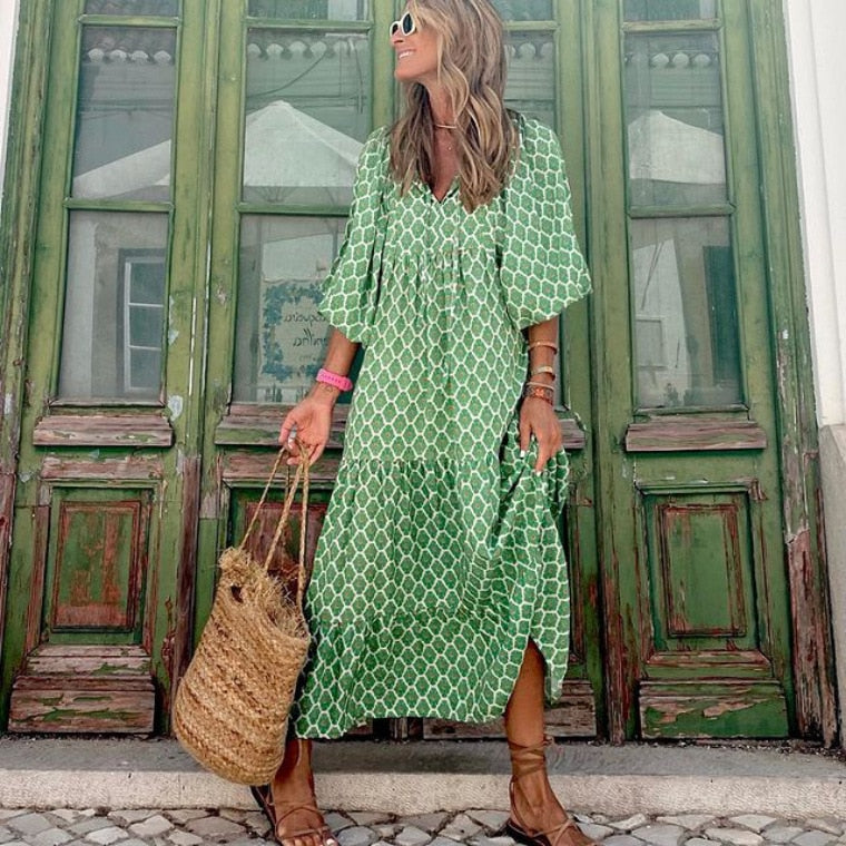 Locker Bedrucktes Maxikleid für Damen