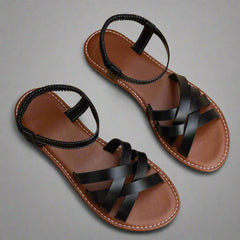 Mette | Handgefertigte bequeme Sandalen aus Premium-Material in Schwarz