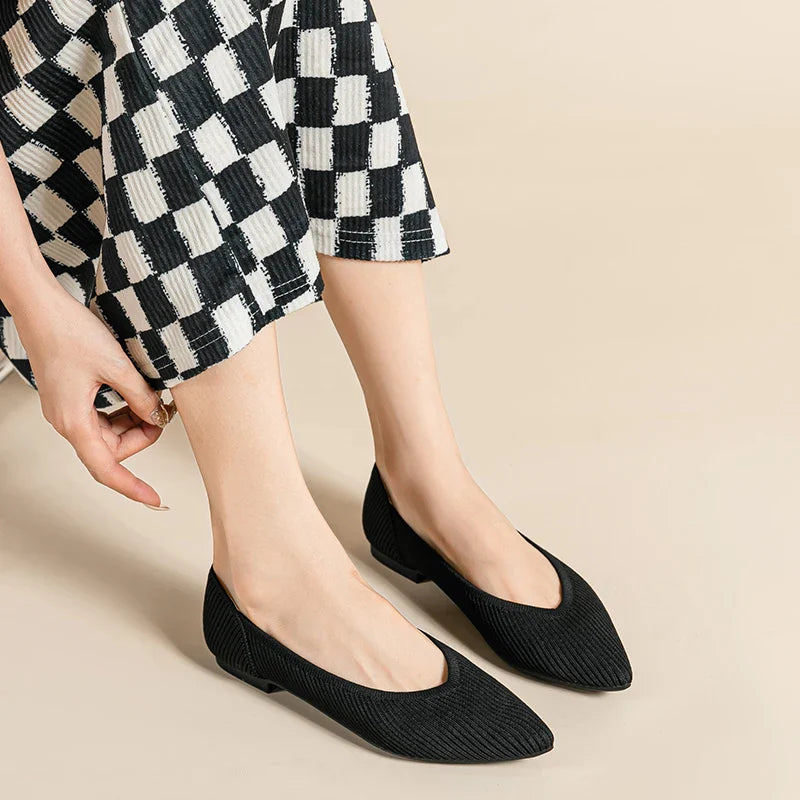 Damen Casual Elastische Weiche Strick Flache Schuhe