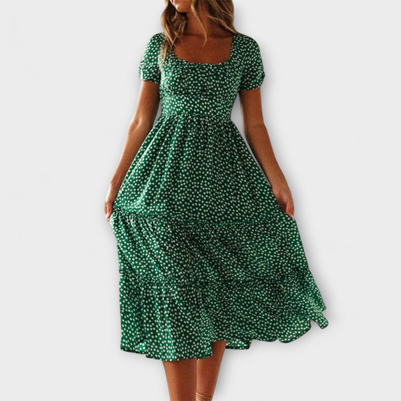 Retro Floral Puff Sleeve Maxi Dress
