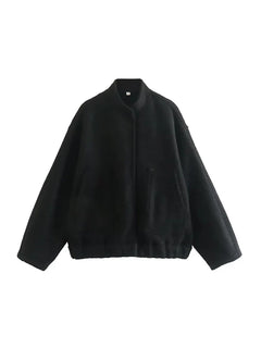 Saira | Oversized Bomberjacke Mit Taschen in Schwarz